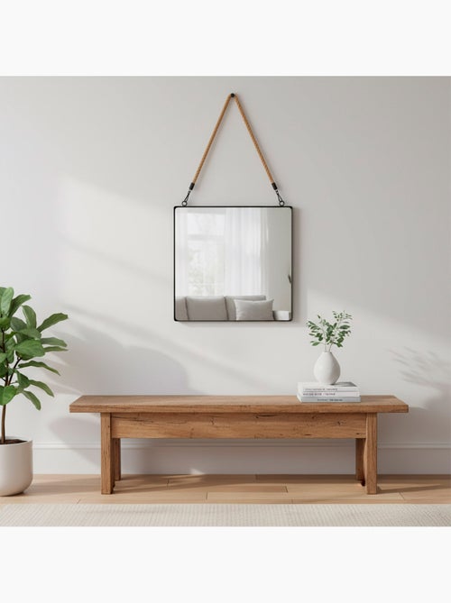 Max home espejo pared cuadrado 40x40 cm con marco metal y cuerda - Kiabi
