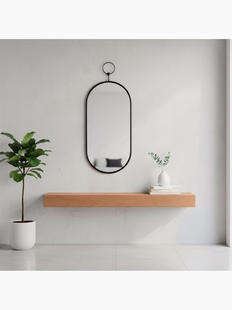Max home espejo pared ovalado 25x50 cm con marco y enganche metal Negro - Kiabi