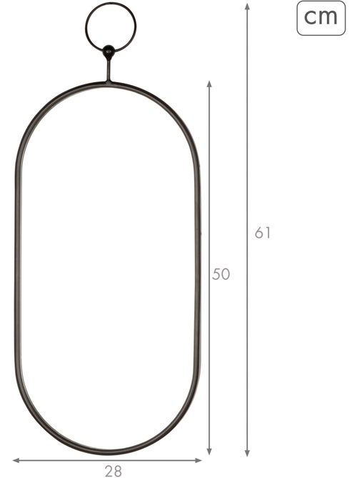 Max home espejo pared ovalado 25x50 cm con marco y enganche metal - Kiabi
