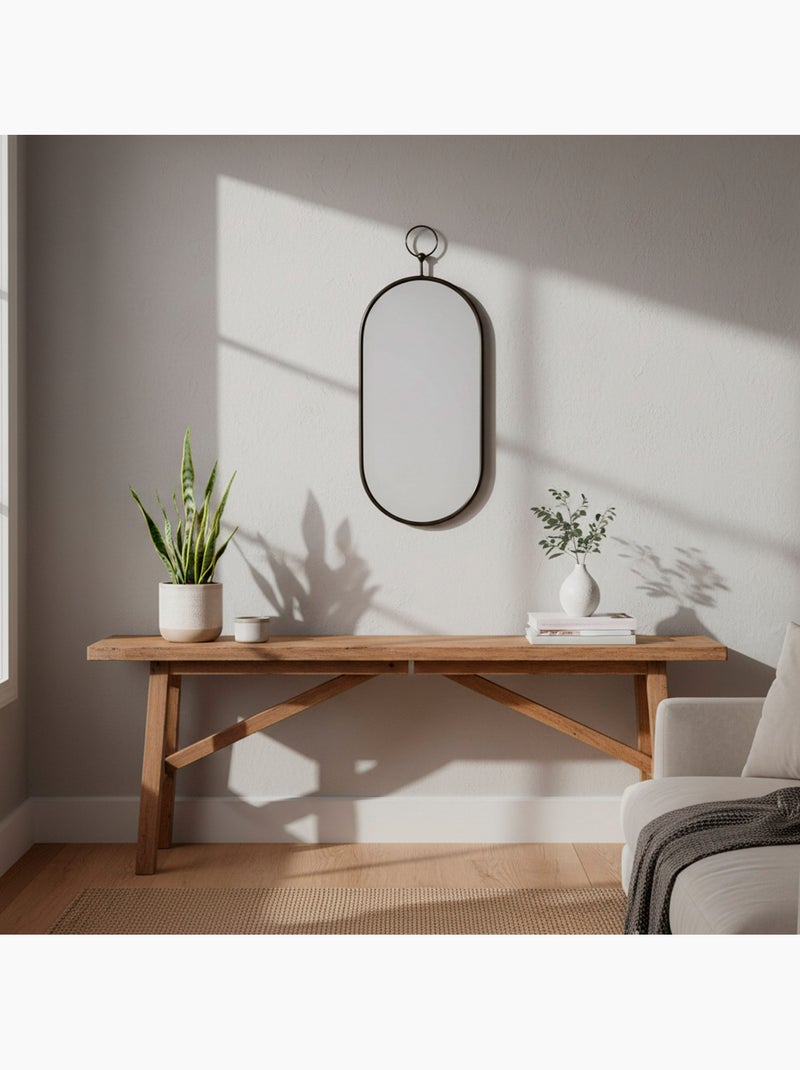 Max home espejo pared ovalado 25x50 cm con marco y enganche metal Negro - Kiabi