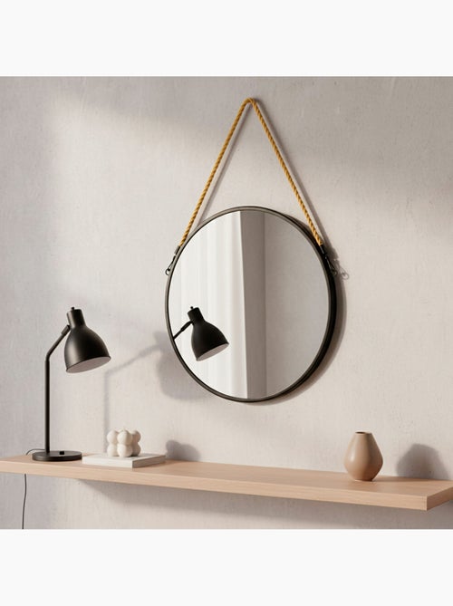 Max home espejo pared redondo d55 con marco metal y cuerda - Kiabi