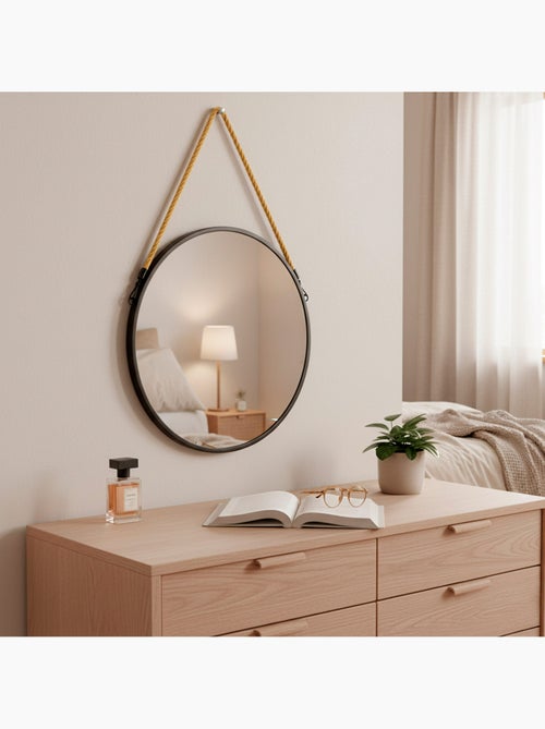 Max home espejo pared redondo d55 con marco metal y cuerda - Kiabi