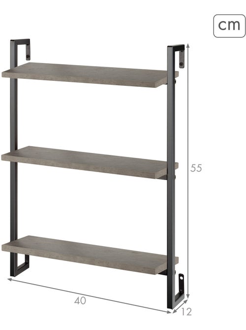 Max home estantería pared efecto cemento 3 estantes 40x12x55 cm - Kiabi