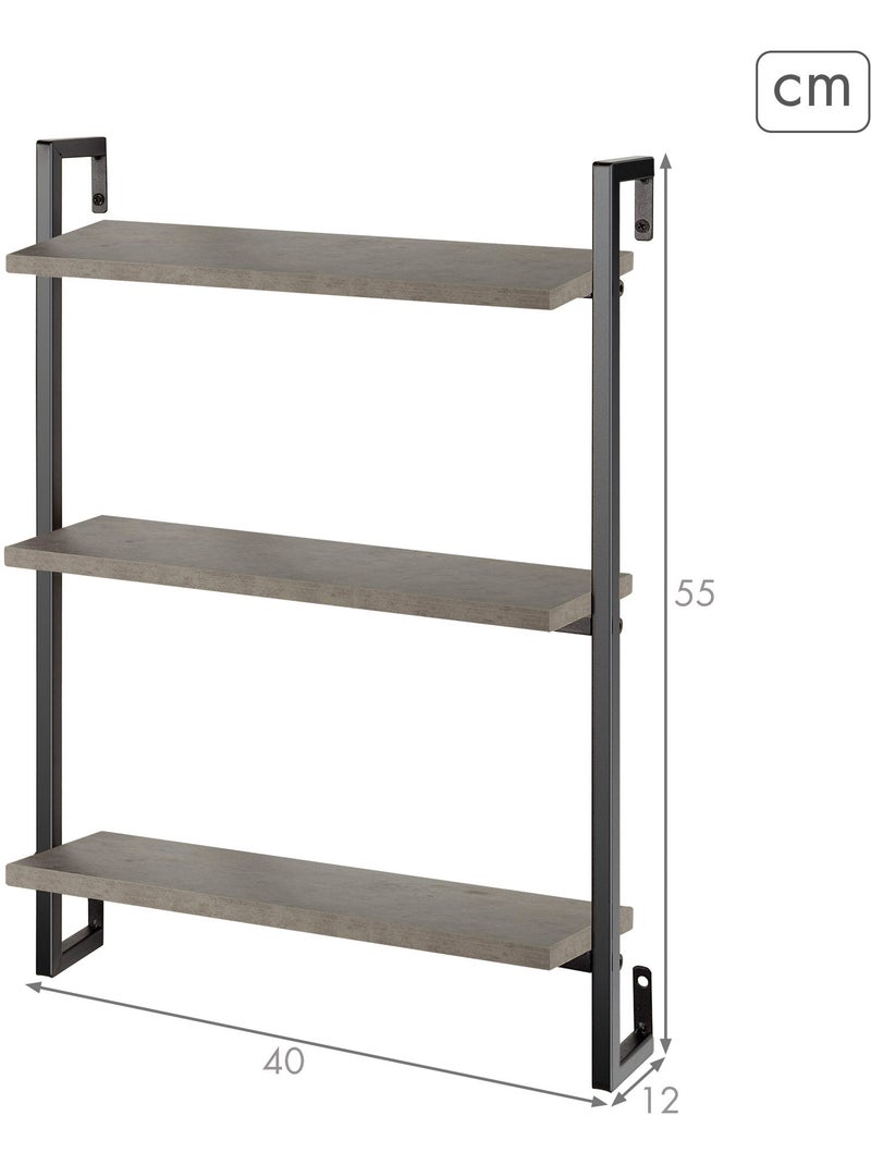 Max home estantería pared efecto cemento 3 estantes 40x12x55 cm Madera natural - Kiabi