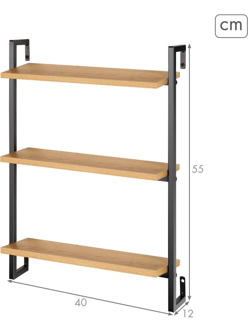 Max home estantería pared madera 3 estantes 40x12x55 cm - Kiabi