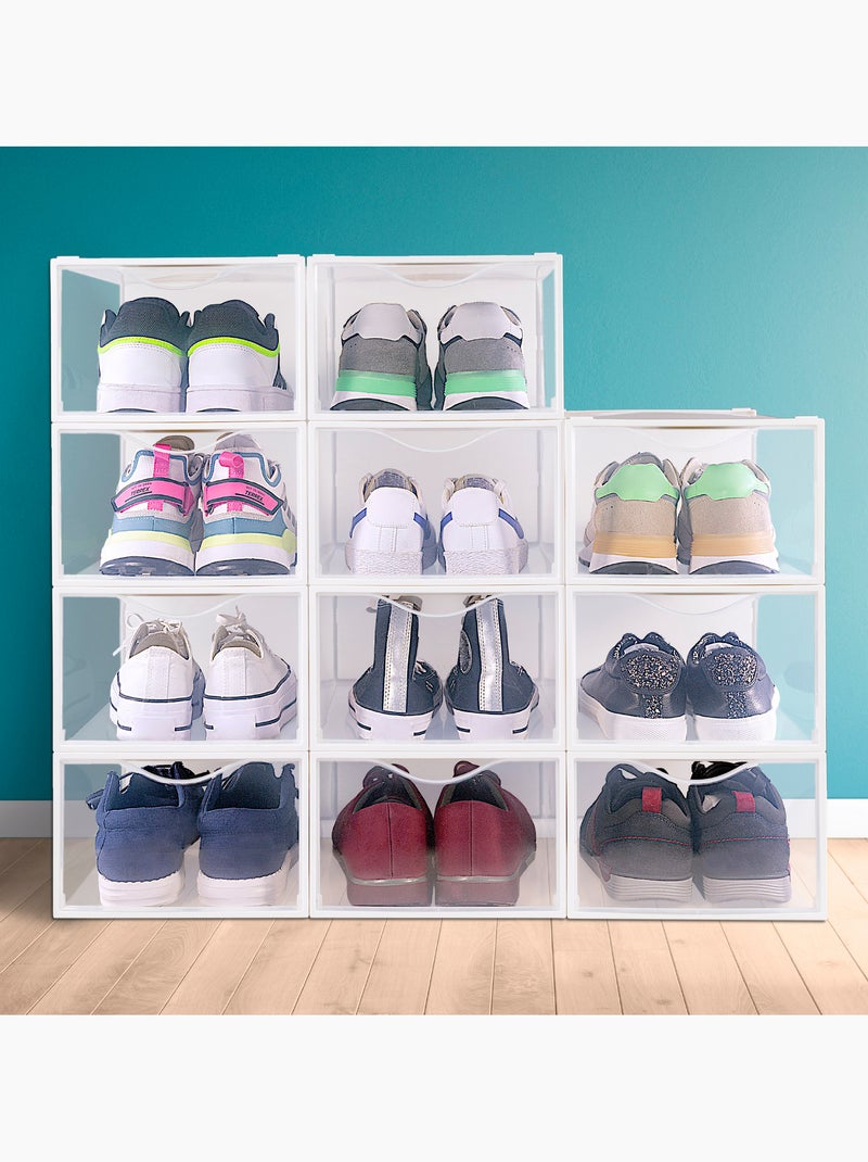 Max home pack 12 cajas zapatos transparentes, apilables y antivuelco t.44 Blanco - Kiabi