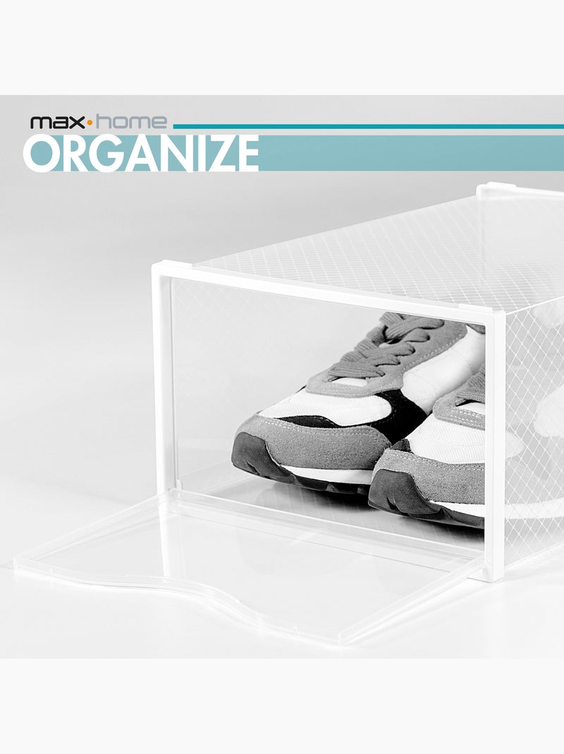 Max home pack 12 cajas zapatos transparentes, apilables y antivuelco t.44 Blanco - Kiabi