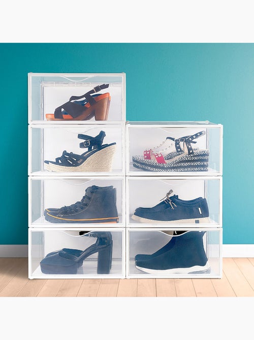 Max home pack 6 cajas zapatos transparentes, apilables y antivuelco ap. Lateral t.46 - Kiabi Max home pack 6 cajas zapatos transparentes, apilables y antivuelco ap. Lateral t.46 - Kiabi
