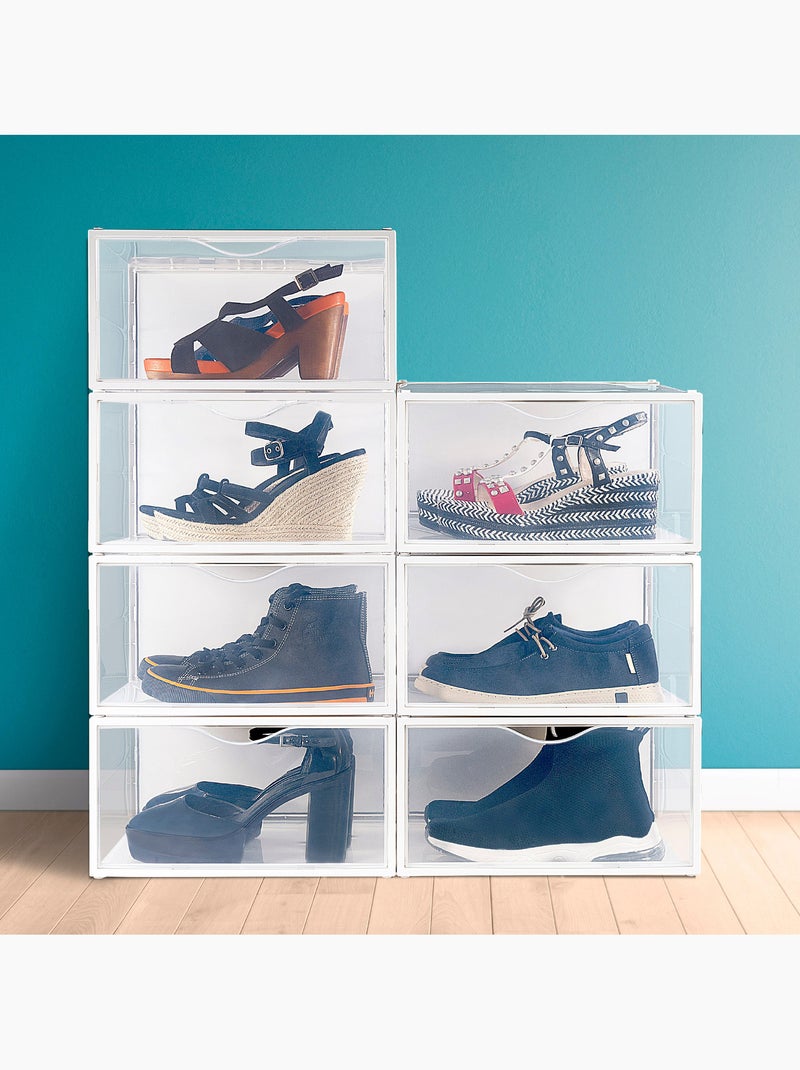 Max home pack 6 cajas zapatos transparentes, apilables y antivuelco ap. Lateral t.46 Blanco - Kiabi