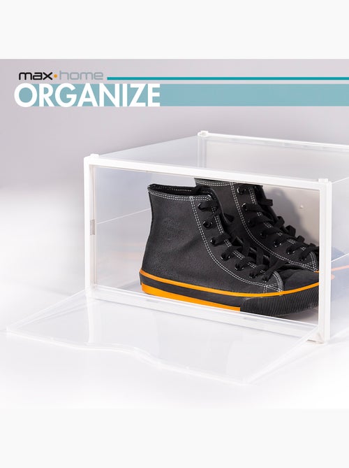 Max home pack 6 cajas zapatos transparentes, apilables y antivuelco ap. Lateral t.46 - Kiabi Max home pack 6 cajas zapatos transparentes, apilables y antivuelco ap. Lateral t.46 - Kiabi