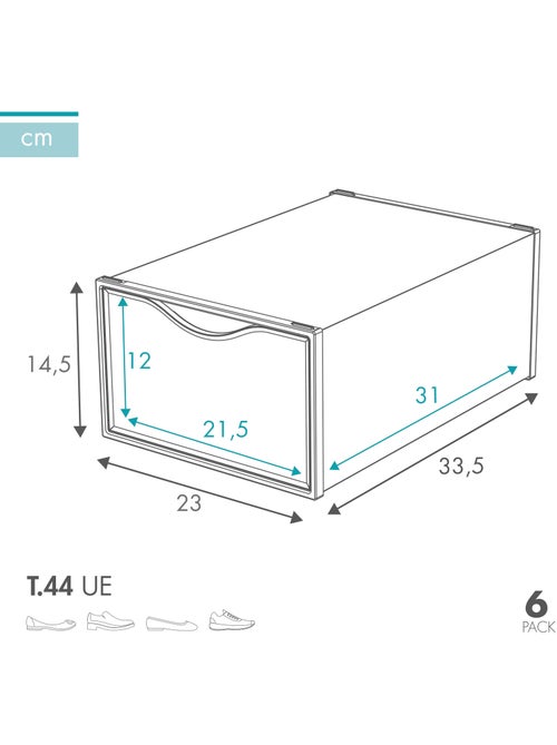 Max home pack 6 cajas zapatos transparentes, apilables y antivuelco t.44 - Kiabi Max home pack 6 cajas zapatos transparentes, apilables y antivuelco t.44 - Kiabi