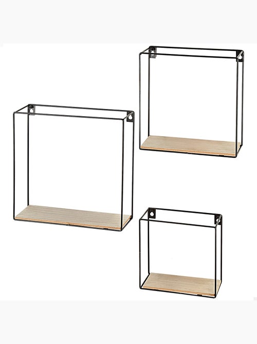 Max home set 3 estanterías pared madera cuadradas de varias medidas - Kiabi