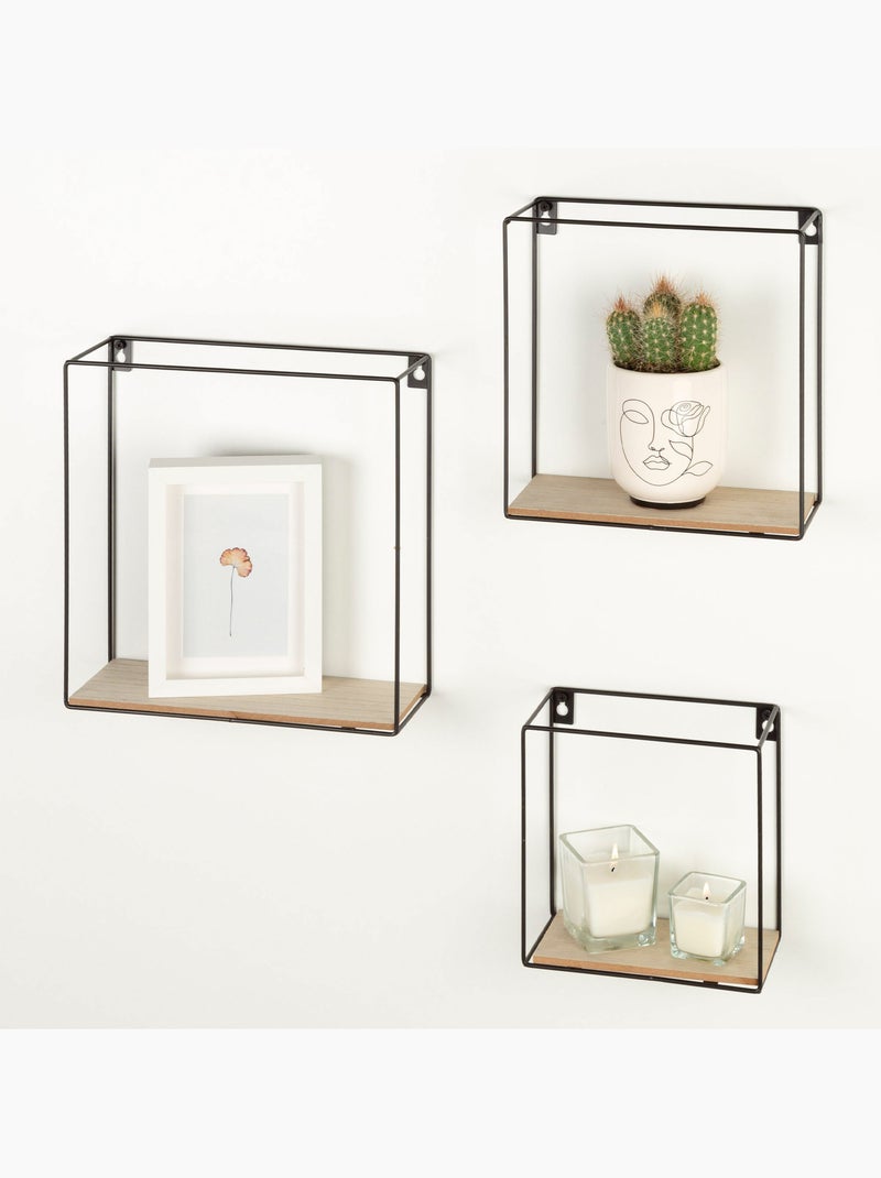 Max home set 3 estanterías pared madera cuadradas de varias medidas Madera natural - Kiabi