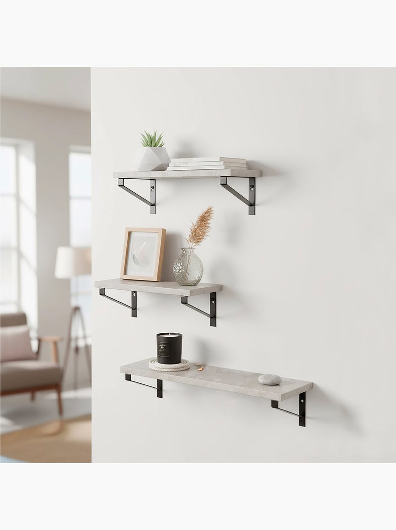 Max home set 3 estantes pared efecto cemento varias medidas Madera natural - Kiabi