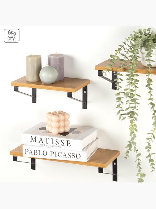 Max home set 3 estantes pared madera varias medidas - Kiabi
