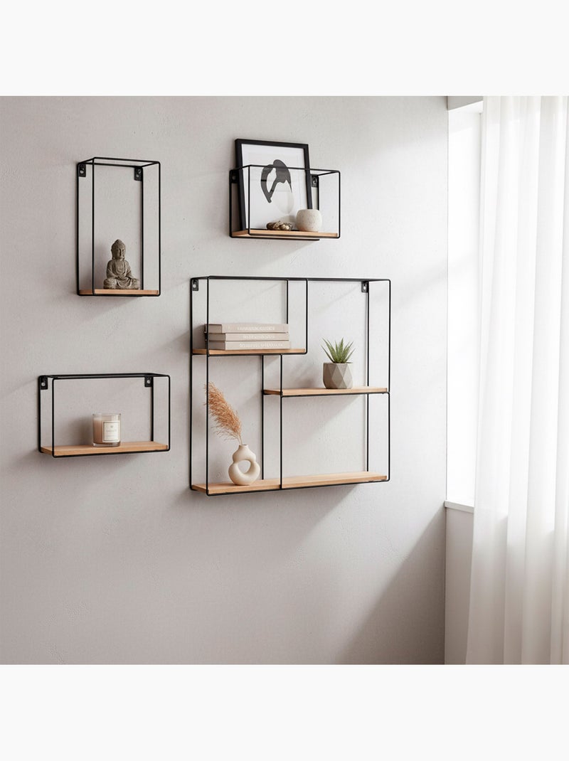 Max home set 4 estanterías pared madera varias medidas Madera natural - Kiabi