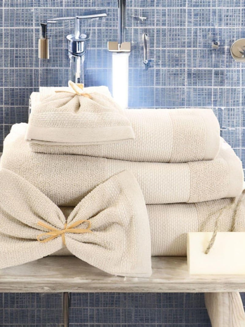Maxi toalla de baño de algodón lino esponja ALINE Beige - Kiabi