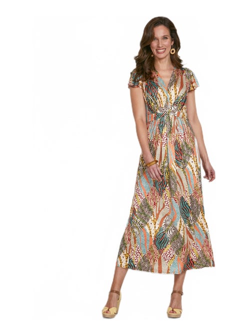 maxi vestido acampanado con estampado safari - AFIBEL - Kiabi
