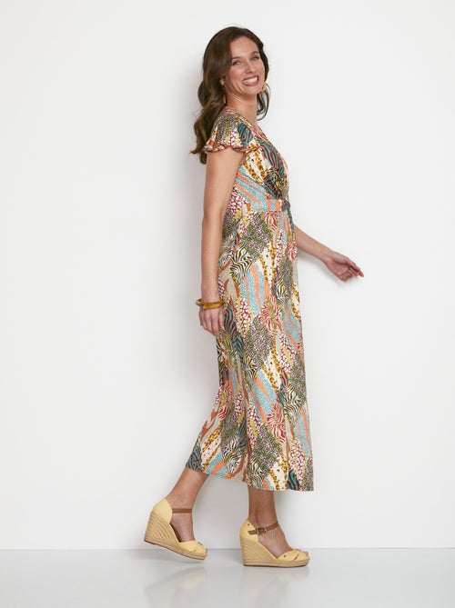 maxi vestido acampanado con estampado safari - AFIBEL - Kiabi