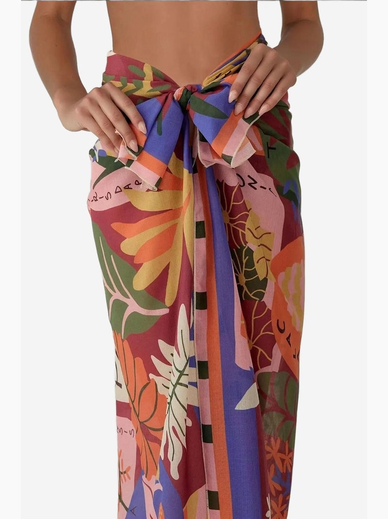 Maxi vestido de playa estampado hiccup Multicolor - Kiabi