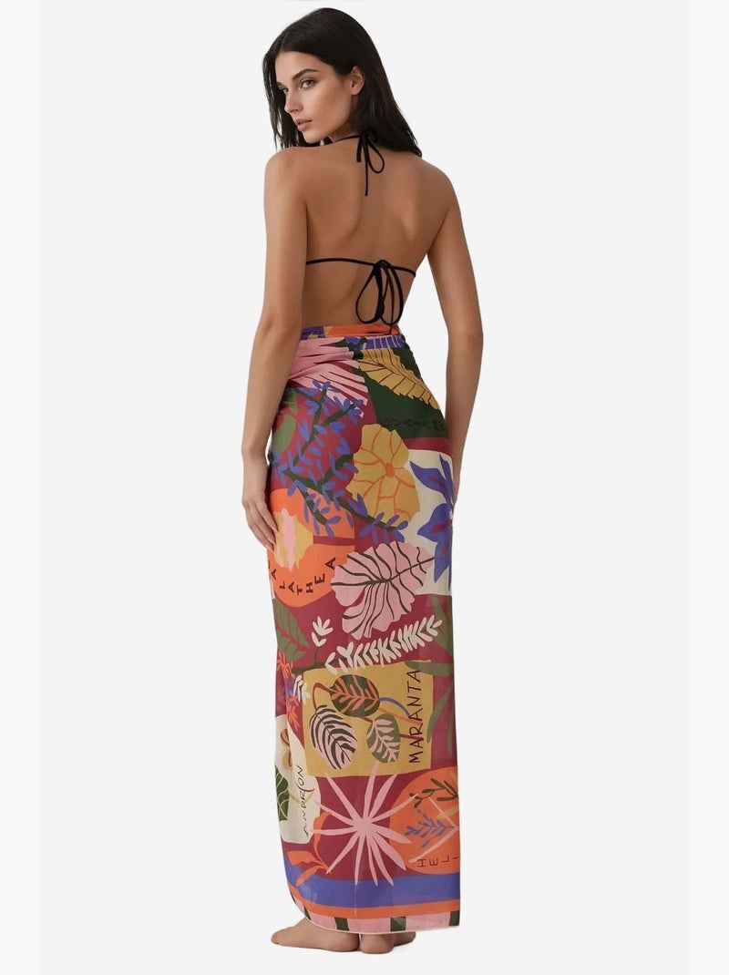 Maxi vestido de playa estampado hiccup Multicolor - Kiabi
