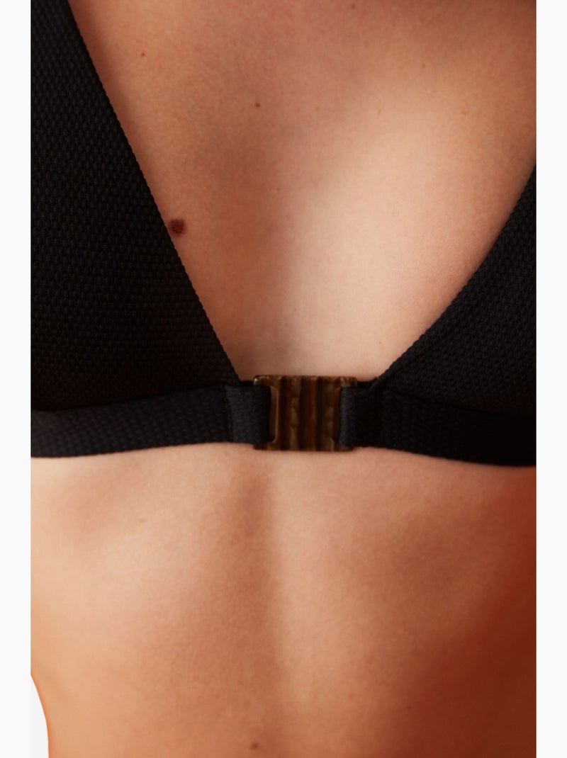 Maya top de bikini con escote de pico profundo y detalle de accesorio penti Negro - Kiabi
