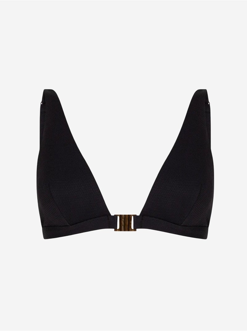 Maya top de bikini con escote de pico profundo y detalle de accesorio penti Negro - Kiabi