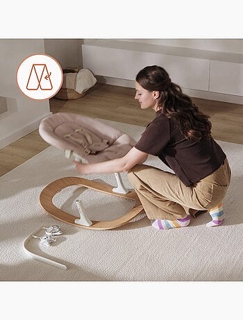 Mecedora para bebé LIONELO Celia - Ultraligera - Hasta 9 kg - Movimiento de balanceo natural