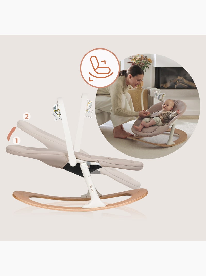 Mecedora para bebé LIONELO Celia - Ultraligera - Hasta 9 kg - Movimiento de balanceo natural Beige - Kiabi