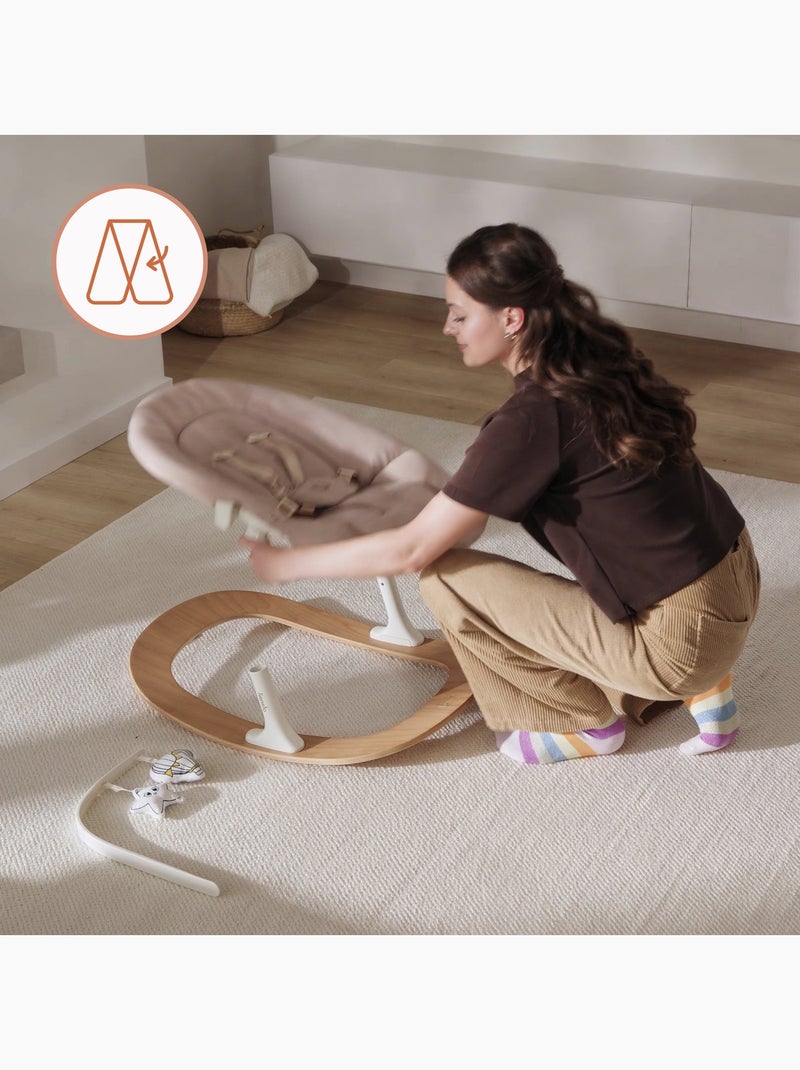 Mecedora para bebé LIONELO Celia - Ultraligera - Hasta 9 kg - Movimiento de balanceo natural Beige - Kiabi