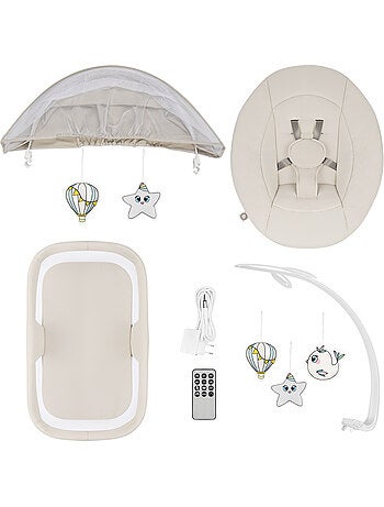 Mecedora y capazo eléctrico de 360° LIONELO Vivi Set - 12 melodías - 3 modos - Mando a distancia