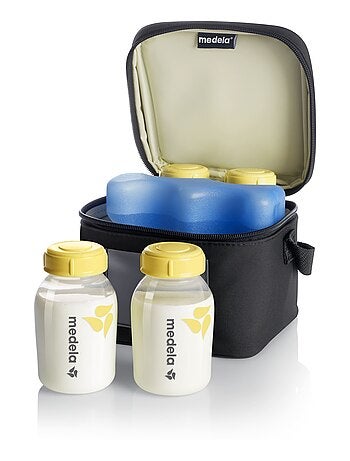 MEDELA - Bolsa Térmica Cooler Bag - Compartimento y bloque refrigerante + 4 biberones - Bolsa