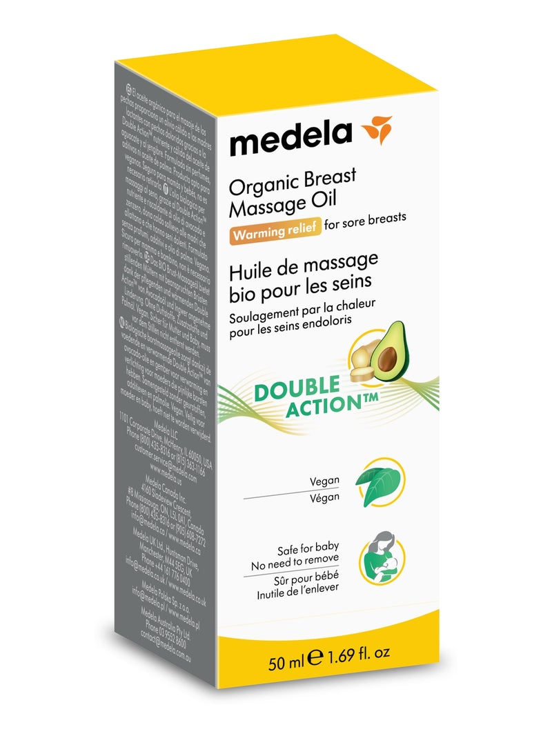 MEDELA - Double Action™ Aceite de masaje orgánico para el pecho 50ml - Alivio Transparente - Kiabi