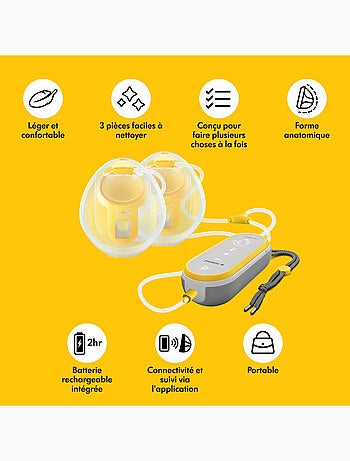 MEDELA - Sacaleches eléctrico doble Freestyle Hands Free 21 mm / 24 mm - Discreto y portátil