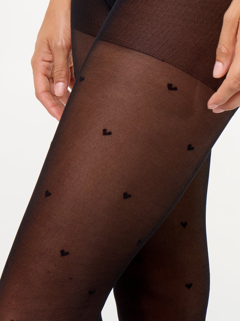 Medias con estampado de corazones Negro - Kiabi