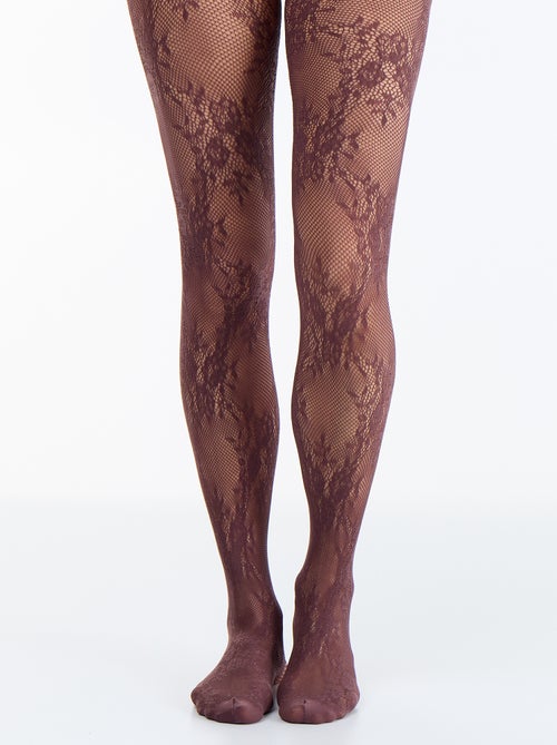 Medias con flores efecto encaje - Kiabi