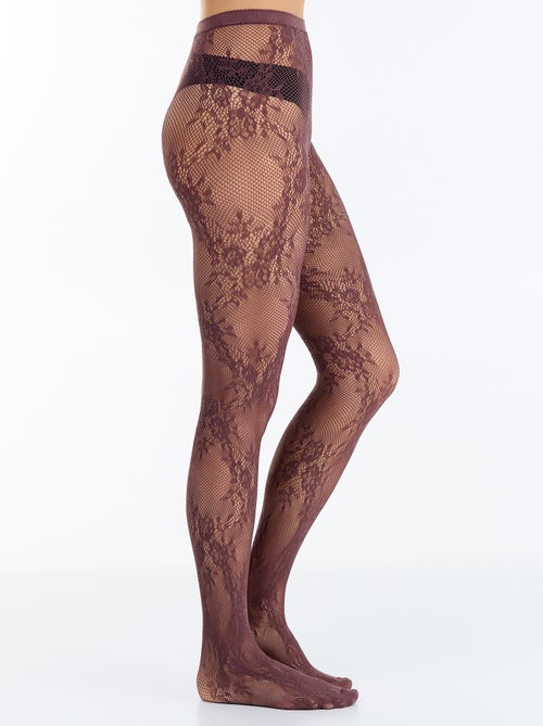 Medias con flores efecto encaje - Kiabi