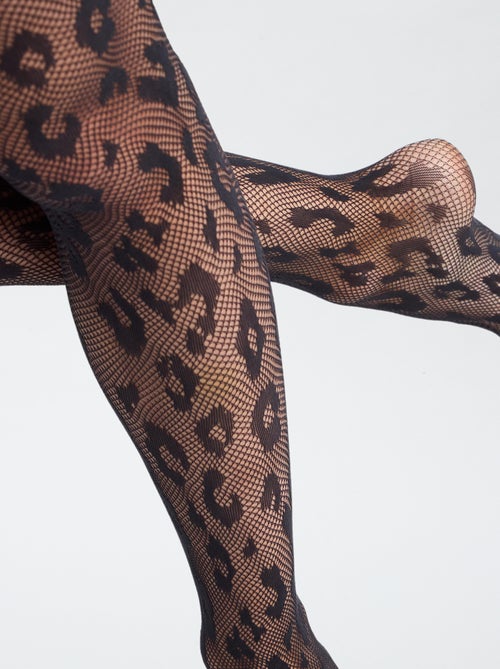 Medias de fantasía de rejilla con estampado de leopardo - Kiabi Medias de fantasía de rejilla con estampado de leopardo - Kiabi