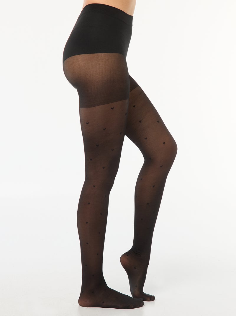 Medias de plumeti con corazón negro - Kiabi