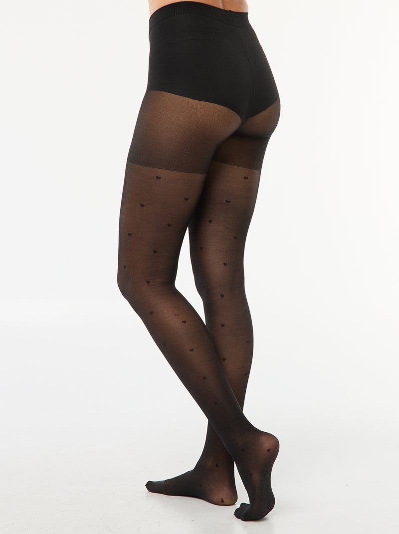 Medias de plumeti con corazón negro - Kiabi