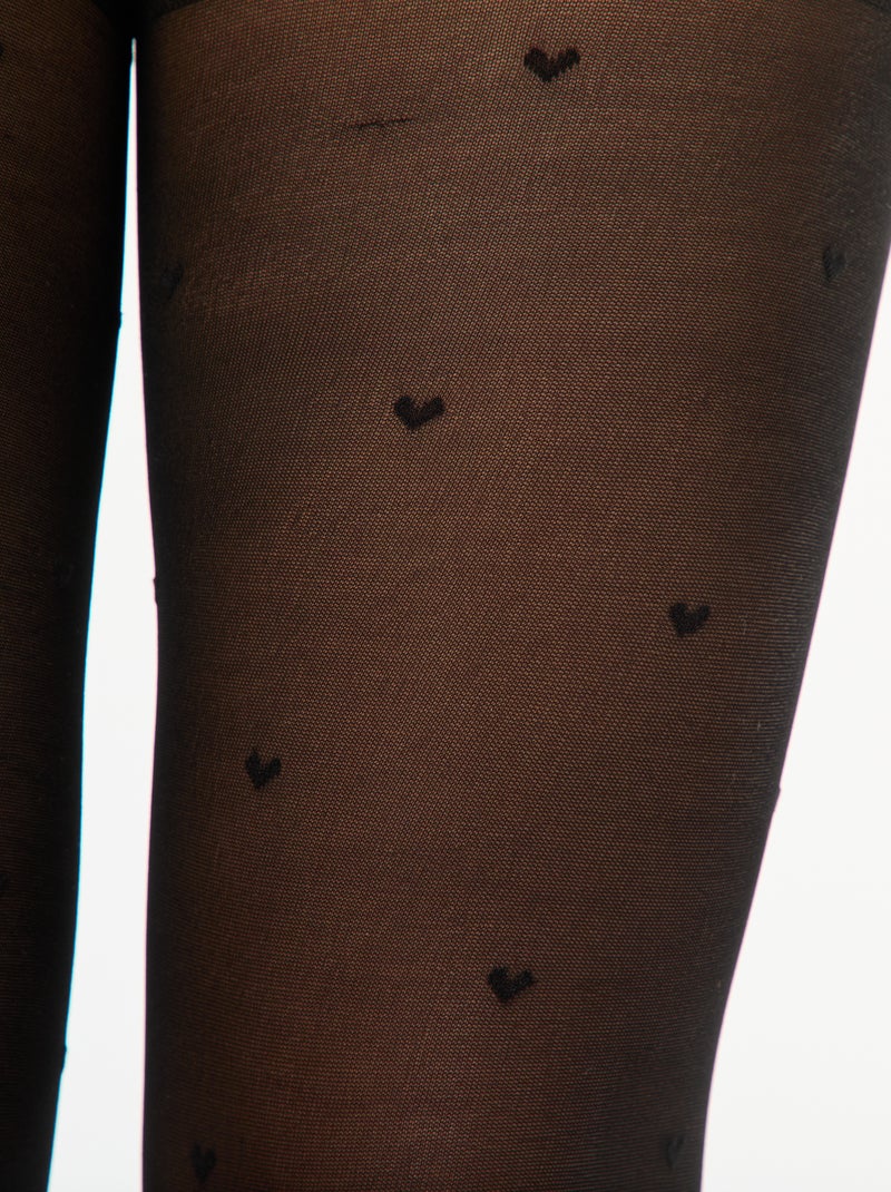 Medias de plumeti con corazón negro - Kiabi