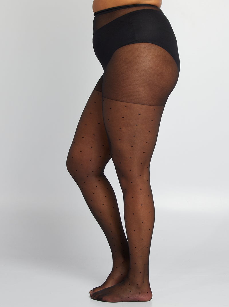 Medias finas de plumeti negro - Kiabi