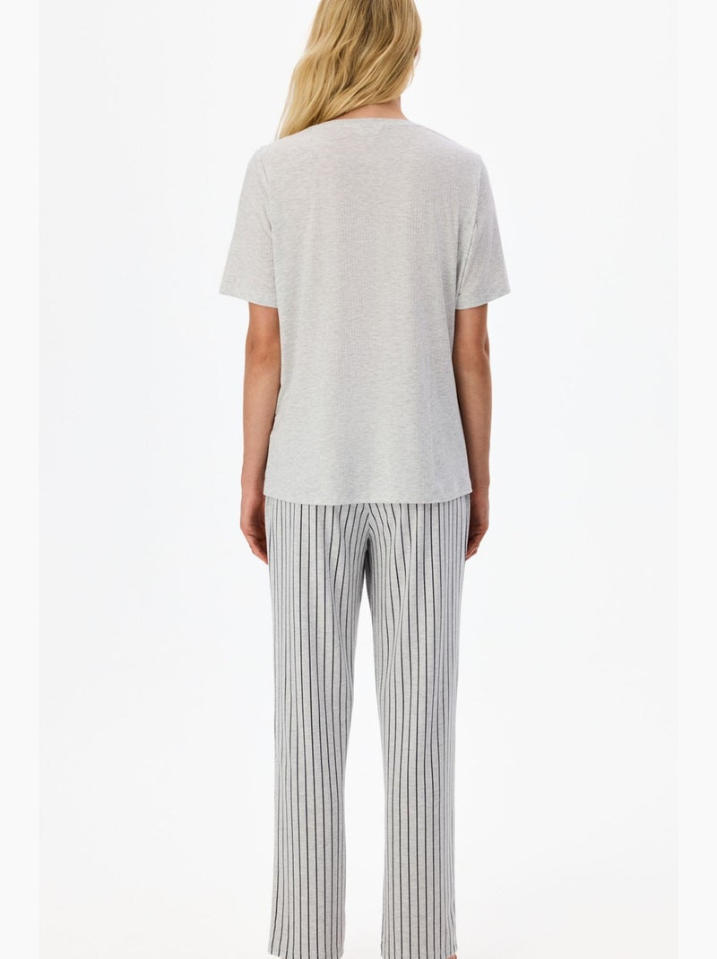 Melange mama cómodo day pijama de rayas de manga corta penti Gris blanco - Kiabi