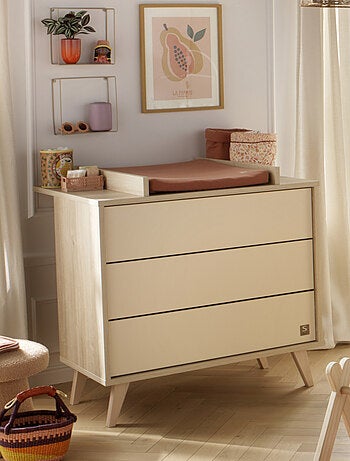 Mélinée Habitación de Bebé Convertible, Cama Convertible 120x60cm y Cambiador 3 Cajones - - SAUTHON