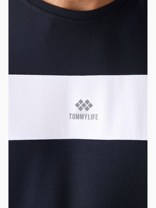 Men's camiseta de cuello redondo color block tommy - Kiabi