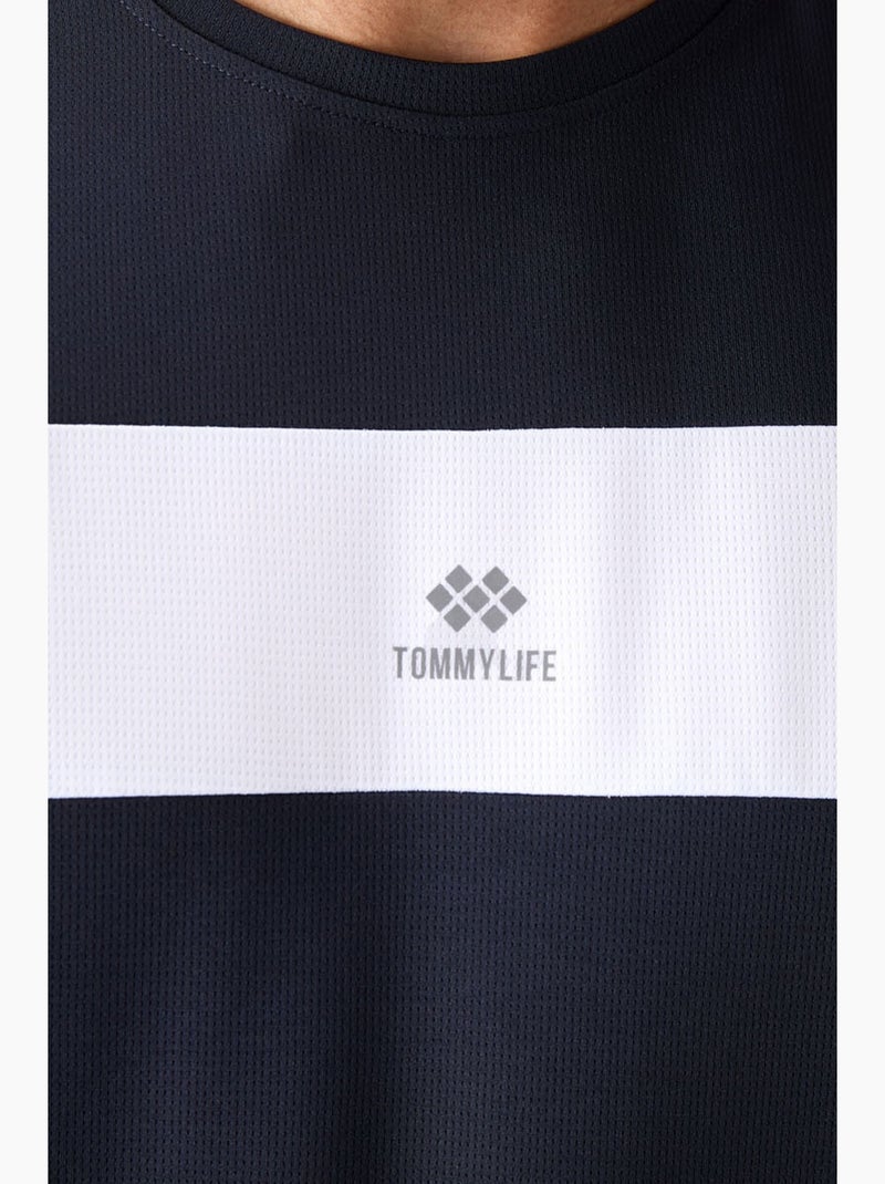 Men's camiseta de cuello redondo color block tommy Azul Blanco - Kiabi