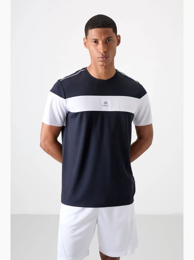 Men's camiseta de cuello redondo color block tommy Azul Blanco - Kiabi