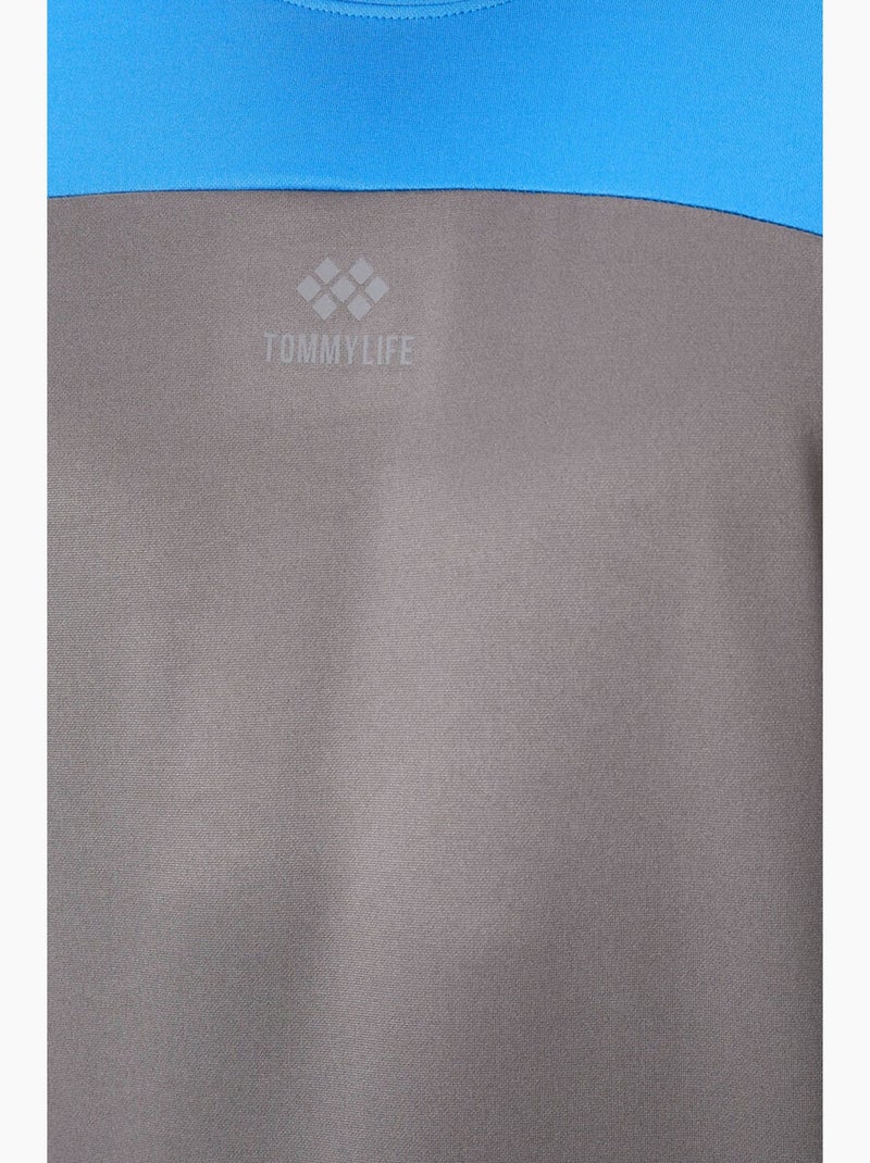 Men's camiseta de cuello redondo color block tommy Azul gris - Kiabi