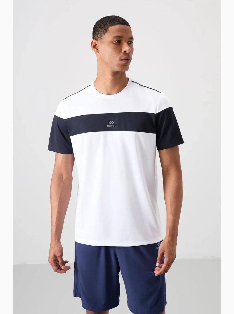 Men's camiseta de cuello redondo color block tommy Blanco Azul - Kiabi