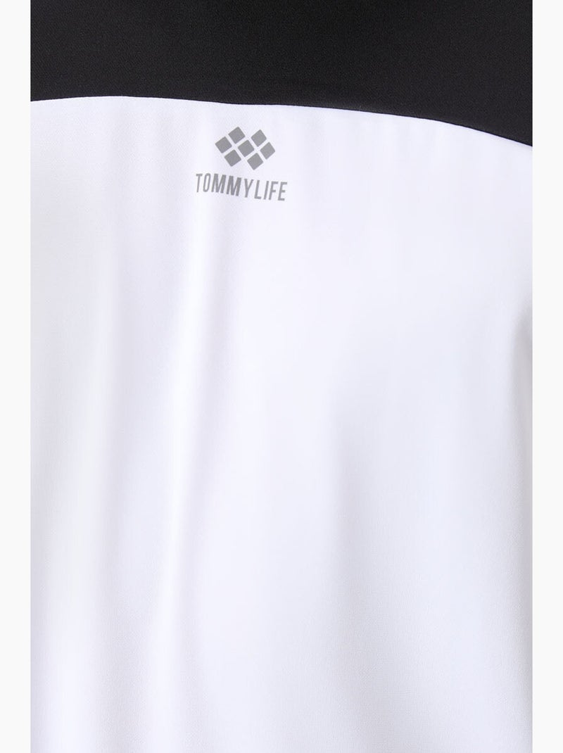 Men's camiseta de cuello redondo color block tommy Blanco Negro - Kiabi